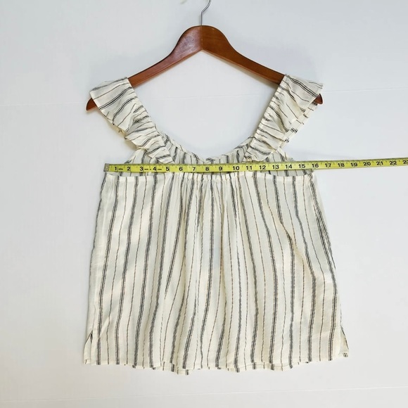 LOFT Sleeveless V Neck Top XS Petite Off White Blue Copper Stripes Lightweight - Picture 10 of 10